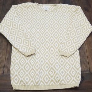 Cache Gold White Cotton Sweater Dress Small